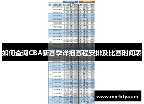 如何查询CBA新赛季详细赛程安排及比赛时间表