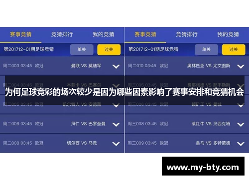 为何足球竞彩的场次较少是因为哪些因素影响了赛事安排和竞猜机会